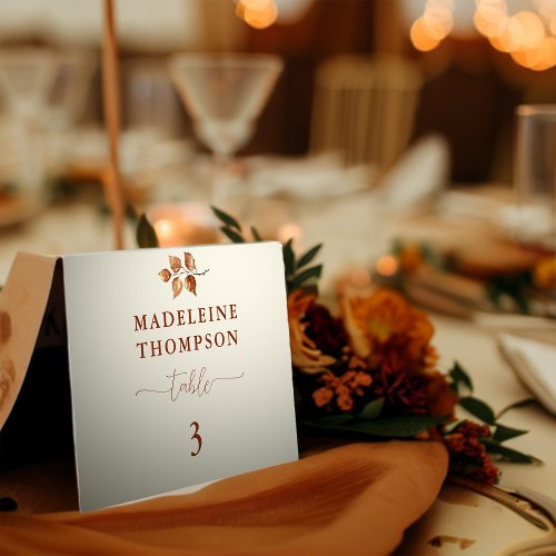 Autumn Leaves Terracotta Chic Wedding Place Card