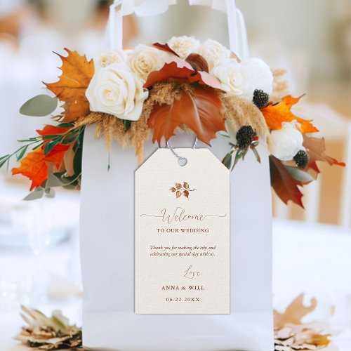 Autumn Leaves Terracotta Elegant Wedding Welcome Gift Tags