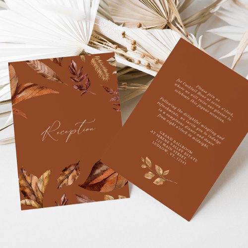 Autumn Leaves Terracotta Wedding Reception Enclosure Card