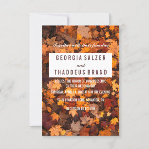 Autumn Leaves Textured Wedding Invitation