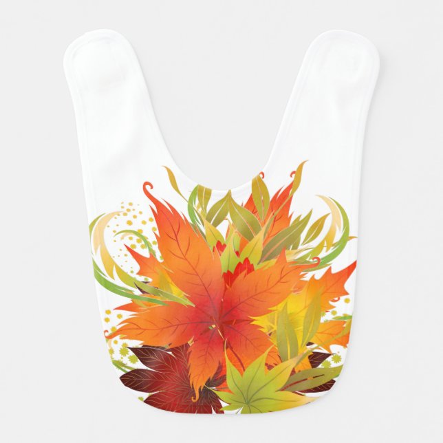 Autumn Leaves Thanksgiving Baby Bib (Front)