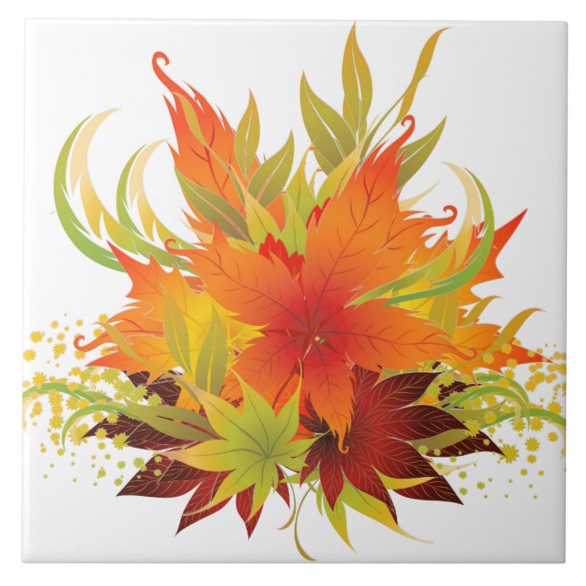 Autumn Leaves Thanksgiving Ceramic Tile (Front)