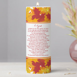 Autumn Leaves, Thanksgiving Day Prayer Pillar Candle