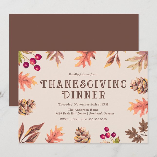 Autumn Leaves | Thanksgiving Dinner Invitation (Front/Back)