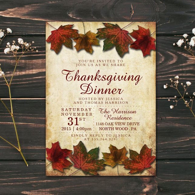 Autumn Leaves Thanksgiving Dinner Invitation (Creator Uploaded)