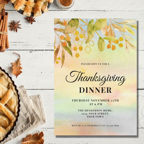 Autumn Leaves Thanksgiving Dinner Invitation