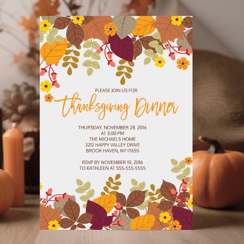 Autumn Leaves Thanksgiving Dinner Invite