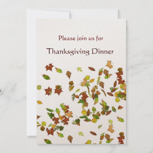 AUTUMN LEAVES Thanksgiving Dinner Party gold Invitation