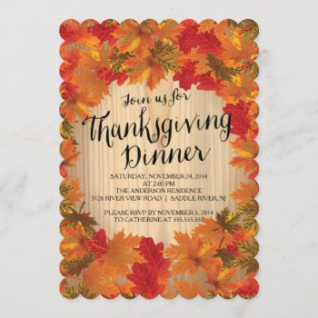 Autumn Leaves Thanksgiving Dinner Party Invitation by celebrateitholidays at Zazzle