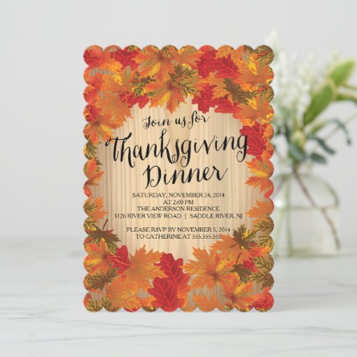 Autumn Leaves Thanksgiving Dinner Party Invitation | Zazzle