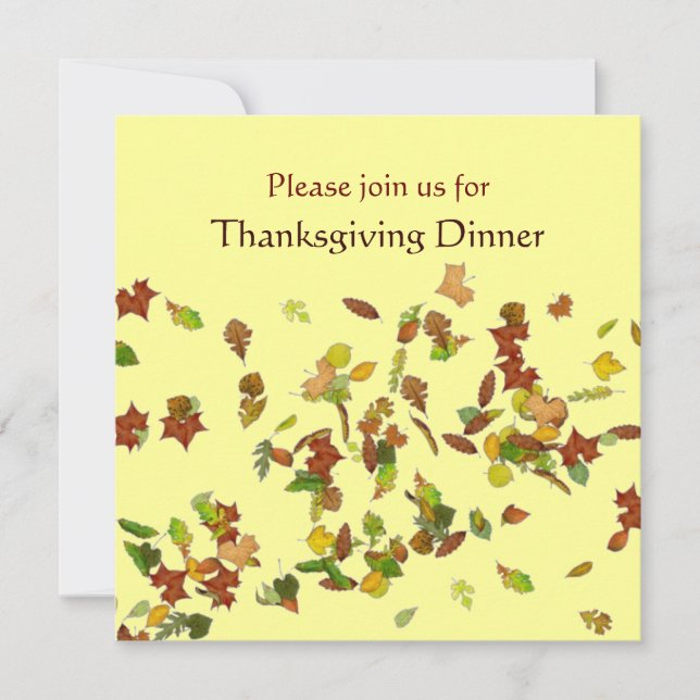 AUTUMN LEAVES Thanksgiving Dinner Party Invitation (Front)