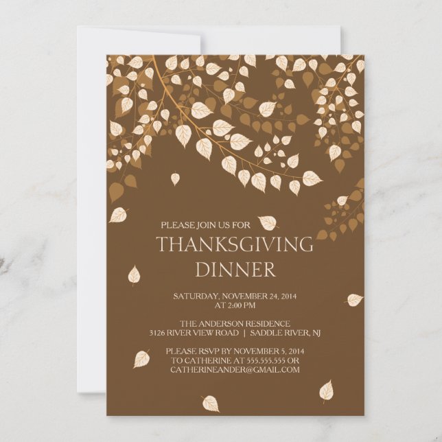 Autumn Leaves Thanksgiving Dinner Party Invitation (Front)