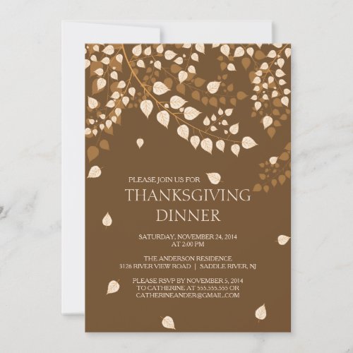 Autumn Leaves Thanksgiving Dinner Party Invitation