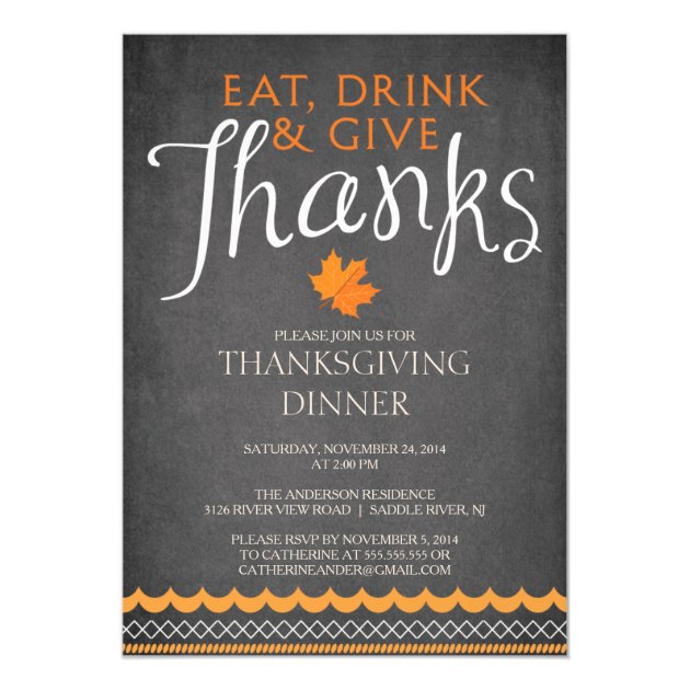 Autumn Leaves Thanksgiving Dinner Party Invitation