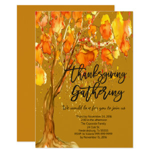 Autumn Leaves Thanksgiving Gathering Invitation Autumn Leaves Thanksgiving Gathering Invitation