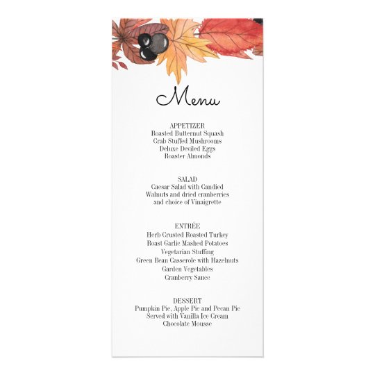 Autumn Leaves Thanksgiving Menu | Zazzle.com