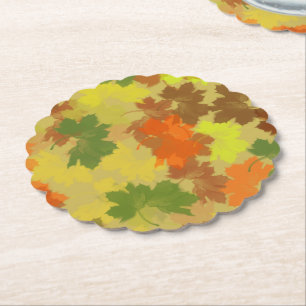 Autumn Leaves Thanksgiving Paper Coaster