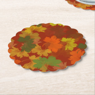 Autumn Leaves Thanksgiving Paper Coaster