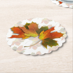 Autumn Leaves Thanksgiving Paper Coaster