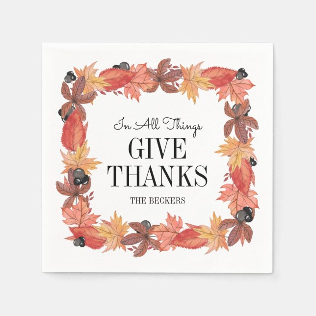 Autumn Leaves Thanksgiving Paper Napkin (Front)