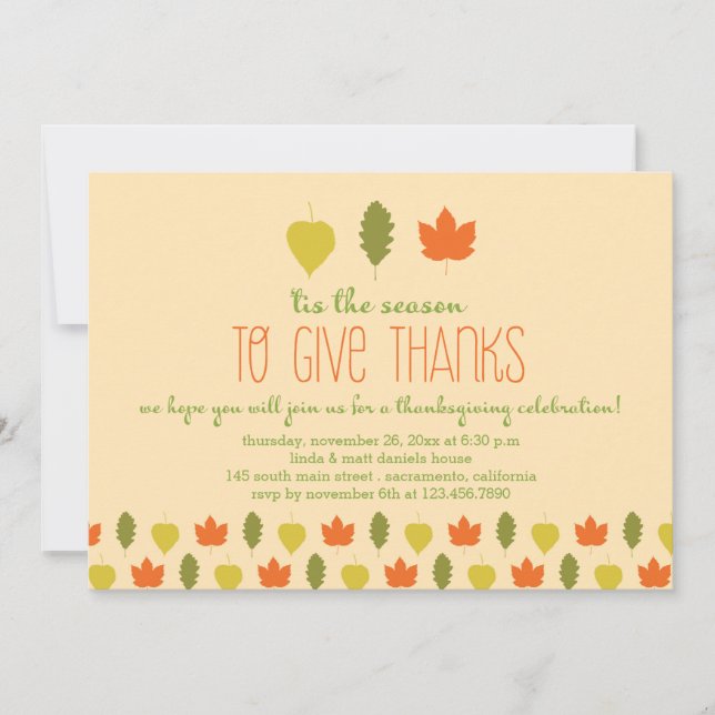Autumn Leaves Thanksgiving Party Invitations (Front)