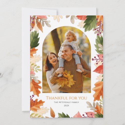 autumn leaves thanksgiving photo greeting card