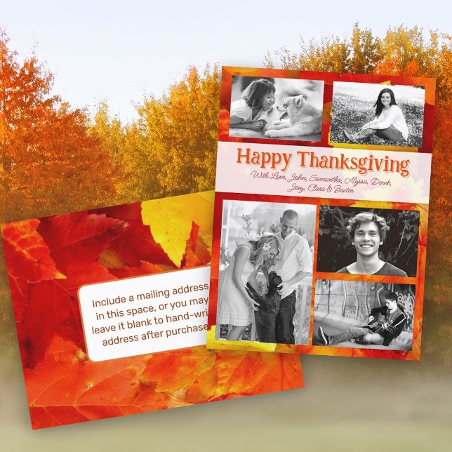 Autumn Leaves Thanksgiving Photos Family Postcard (Creator Uploaded)
