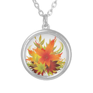 Autumn Leaves Thanksgiving Silver Plated Necklace