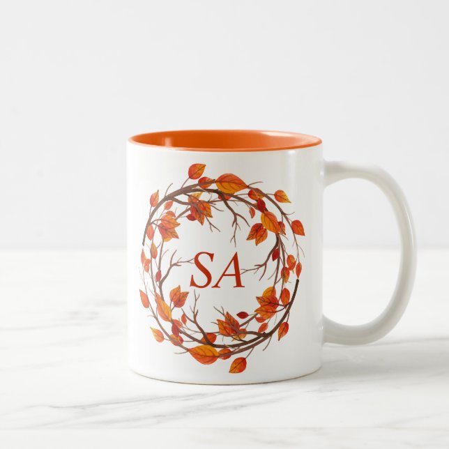 Autumn Leaves Thanksgiving Two-Tone Coffee Mug (Right)