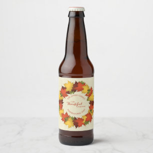 Autumn Leaves Thanksgiving Wreath Beer Bottle Label