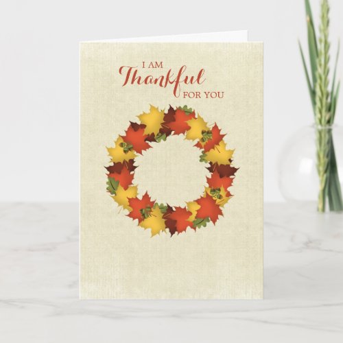 Autumn Leaves Thanksgiving Wreath Holiday Card