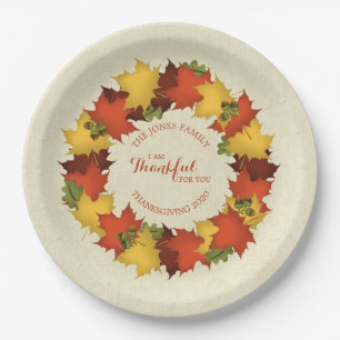 Autumn Leaves Thanksgiving Wreath Paper Plates