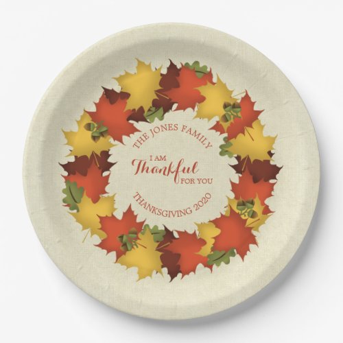 Autumn Leaves Thanksgiving Wreath Paper Plates