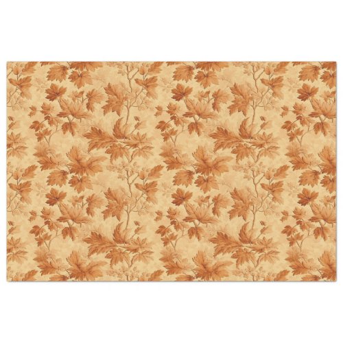 Autumn leaves themed modern Toile de Jouy pattern Tissue Paper