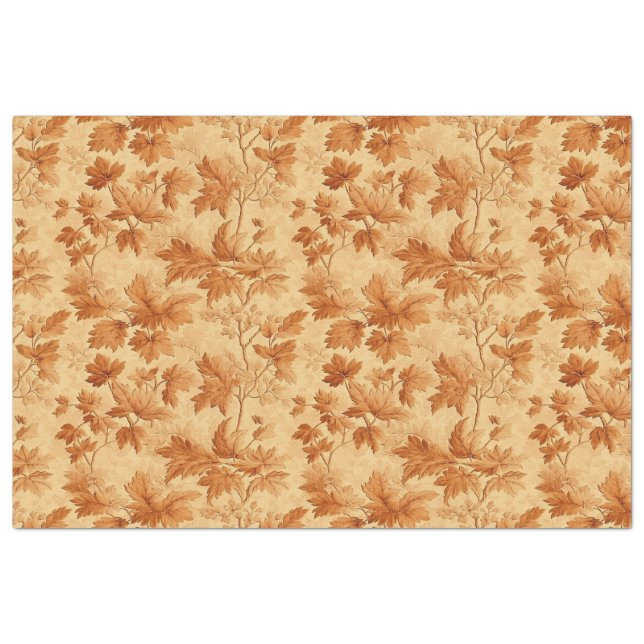 Autumn leaves themed modern Toile de Jouy pattern Tissue Paper (Front)