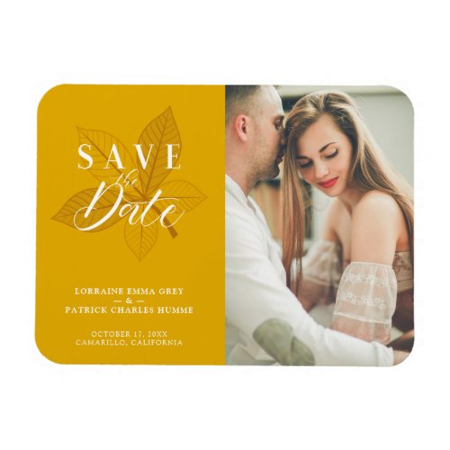 Autumn Leaves Themed Wedding Custom Photo Magnet