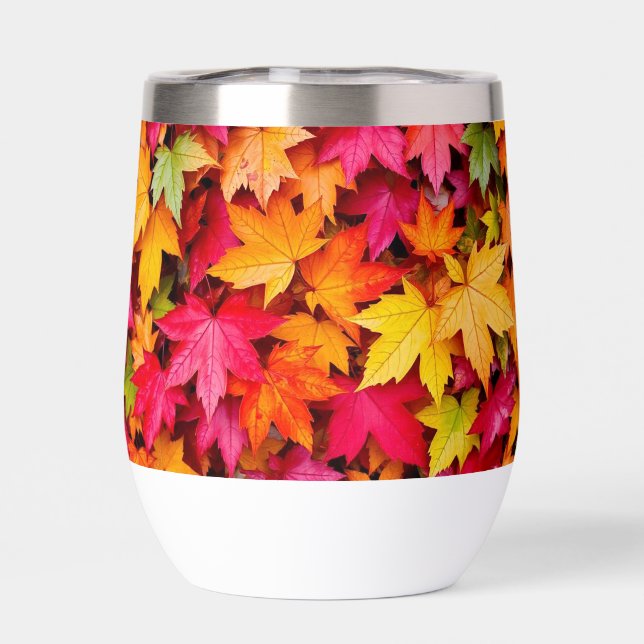 Autumn Leaves Thermal Tumbler With Fall Colors (Back)
