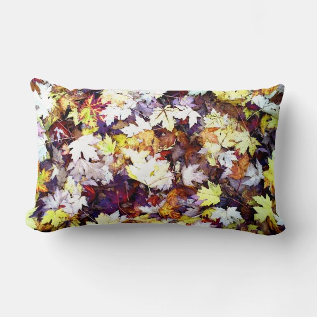 Autumn leaves throw pillow | cozy fall scene (Front)