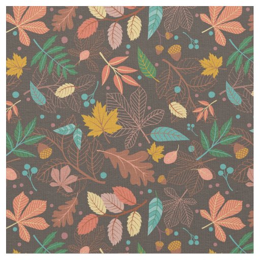 Autumn leaves toss print Brown Fabric