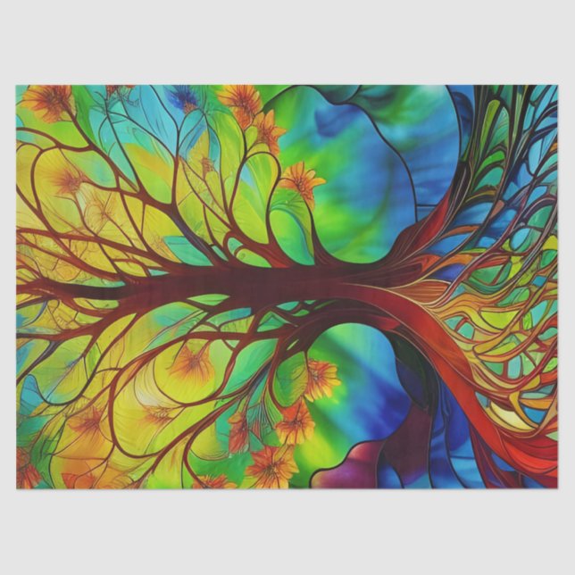 Autumn Leaves Tree of Life Tissue Paper (Front)