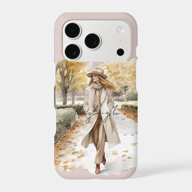 Autumn Leaves Trees Girl iPhone Case (Back)