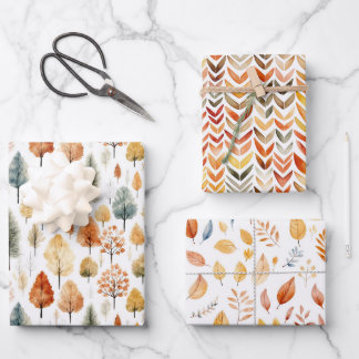 Autumn Leaves & Trees Woodland Forest Wrapping Paper Sheets