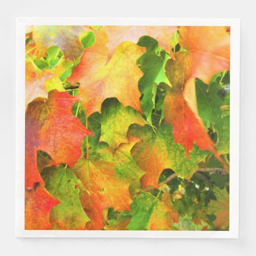 Autumn Leaves Turning Fall Colors Orange Gold Red Paper Dinner Napkins