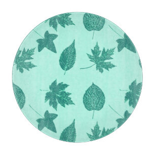 Autumn leaves - turquoise and aqua cutting board