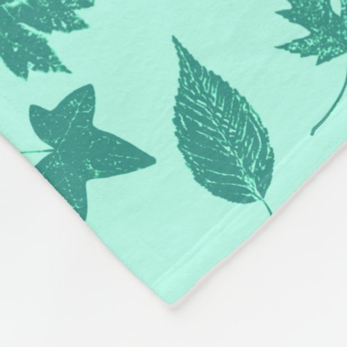 Autumn leaves _ turquoise and aqua fleece blanket