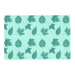 Autumn leaves - turquoise and aqua placemat