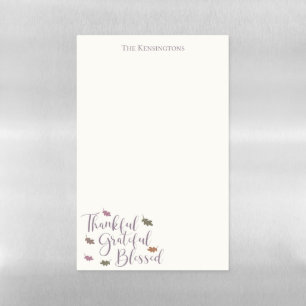 Autumn Leaves Typography Thankful Grateful Blessed Magnetic Dry Erase Sheet