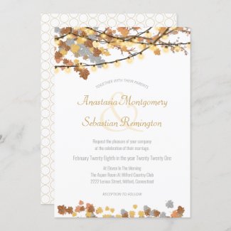 Autumn Leaves Vintage Lights Wedding Ceremony