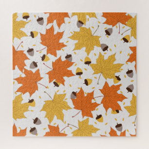 Autumn leaves, vintage seamless design. jigsaw puzzle