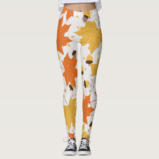 Autumn leaves, vintage seamless design. leggings